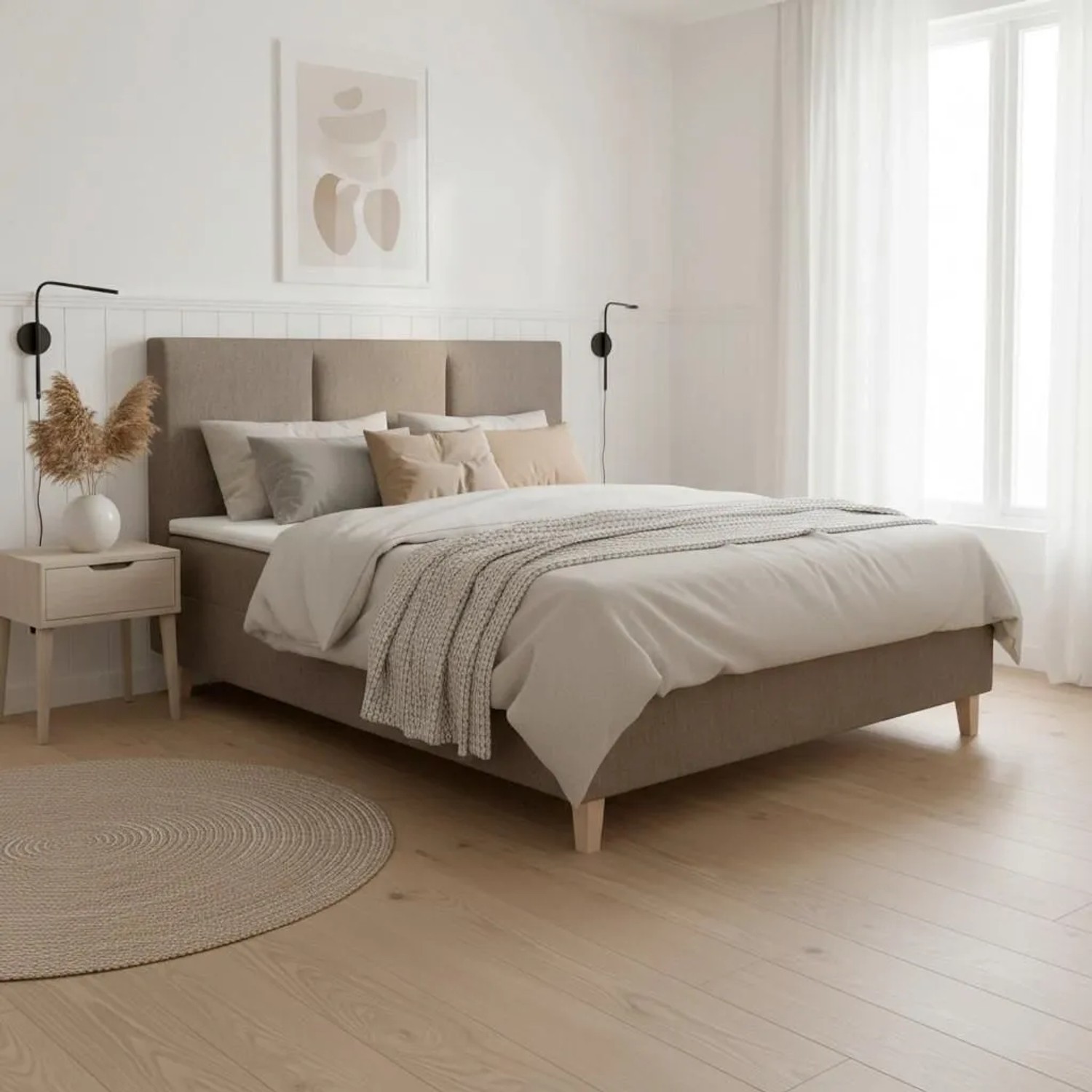 Bessagi Home Boxbett Monza Braun ca. 180x200 cm mit Topper