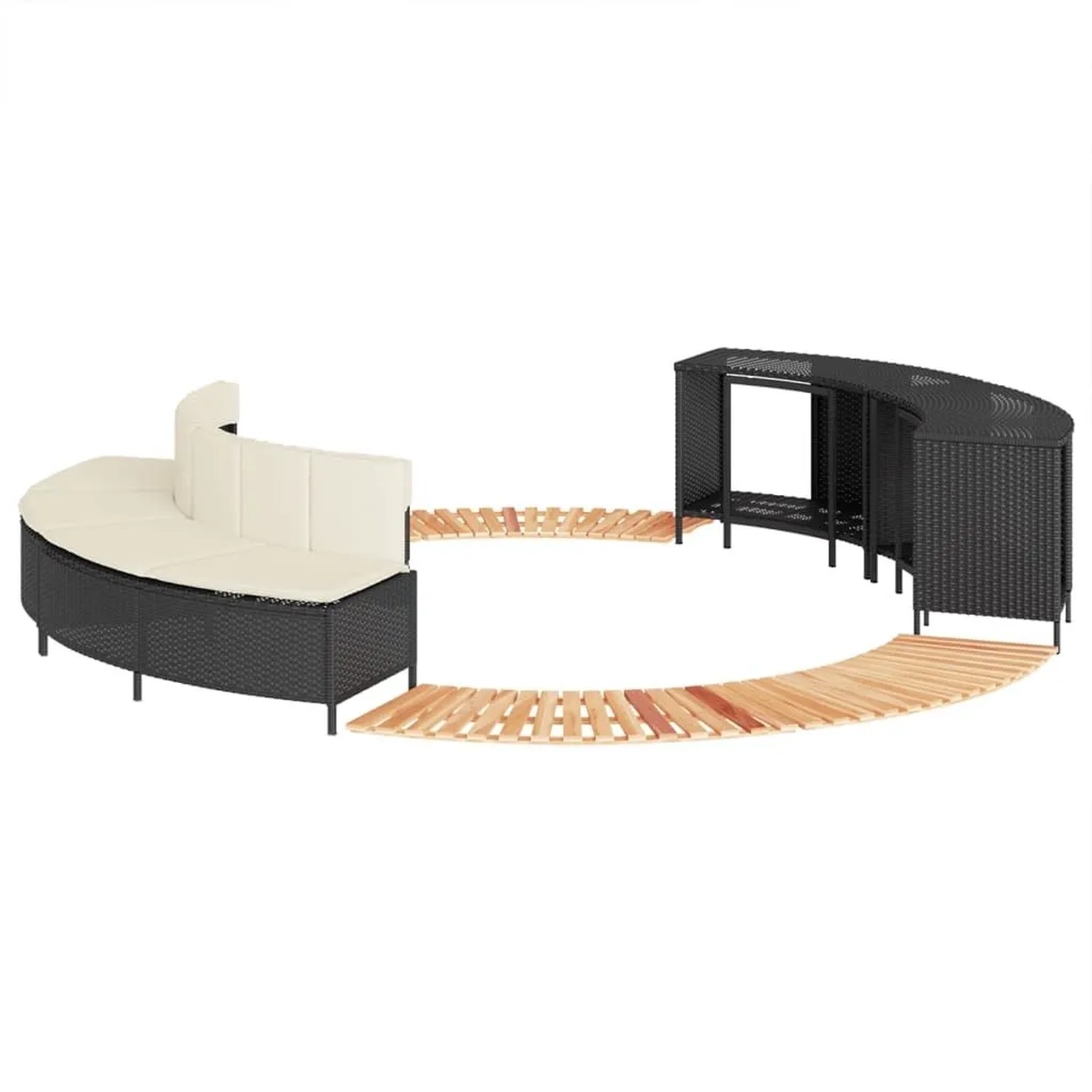 vidaXL Whirlpool-Umrandung Schwarz Poly-Rattan und Massivholz Akazie 3270644