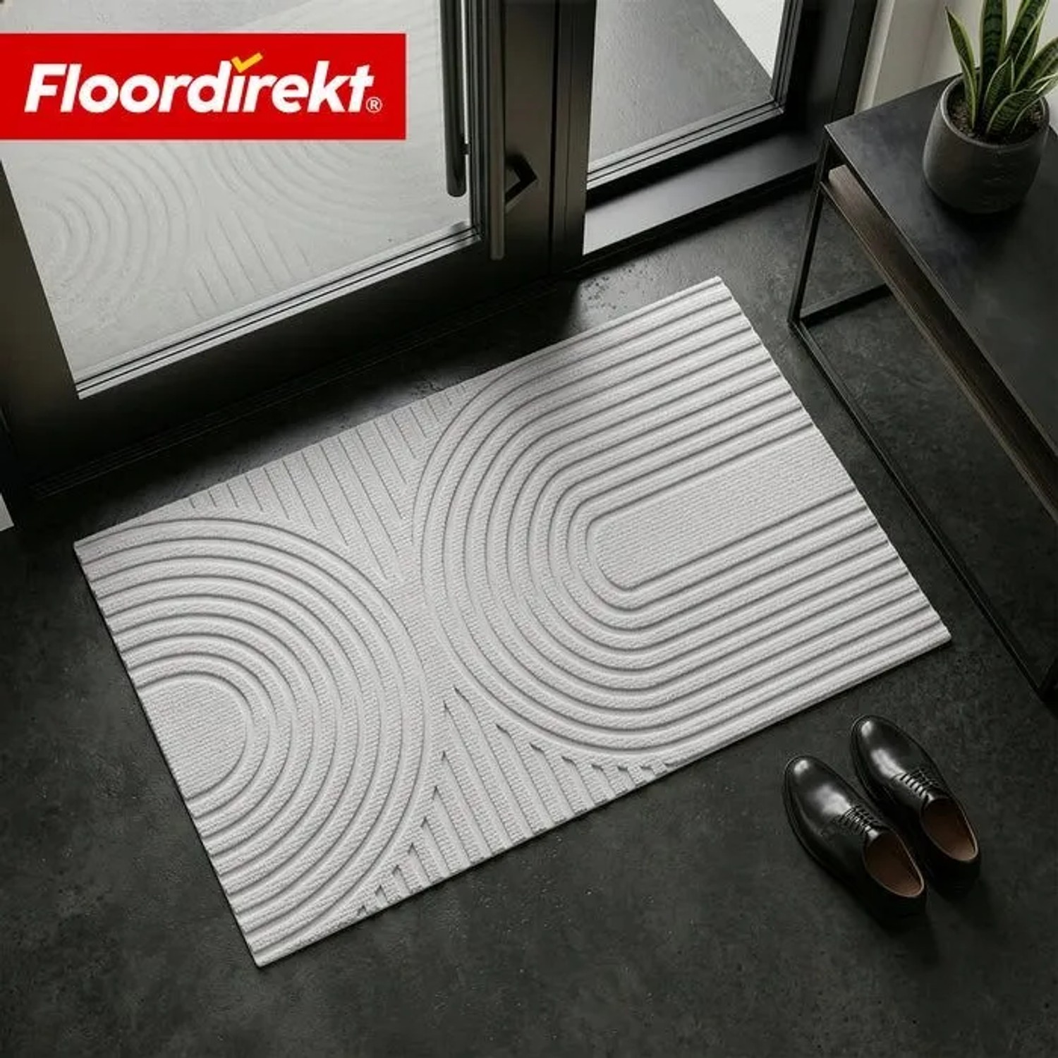 Floordirekt Schmutzfangmatte CIRCA Waschbar Rutschfest TPE-Rücken Grau Wellen 40 x 60 cm_9