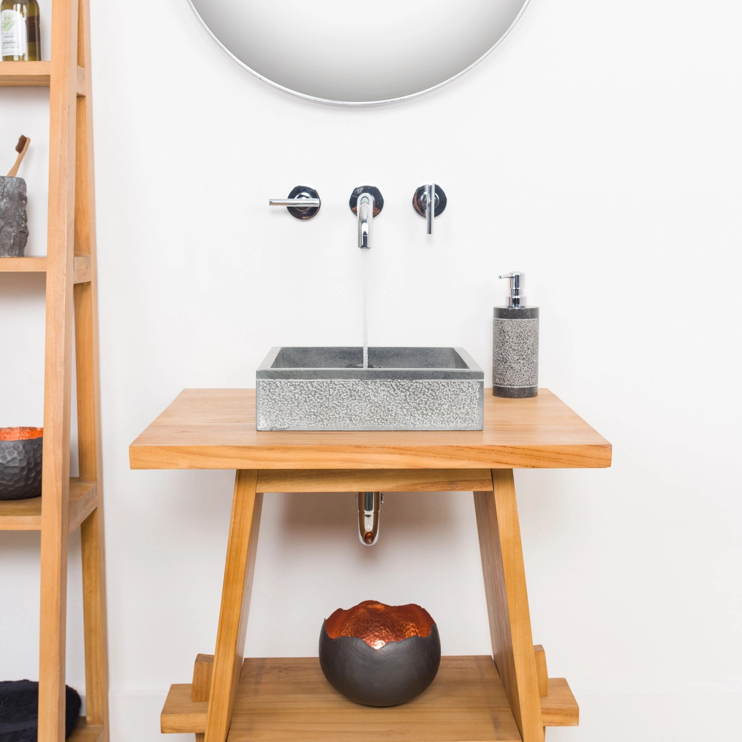 Wohnfreuden Andesit Steinwaschbecken Mini Perahu 30 cm_5
