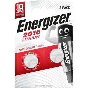 2er-Pack Energizer CR 2016 Lithium Knopfzellen für z.B. Taschenrechner.