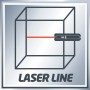 Abbildung eines Einhell TC-LL 1 Lasernivelliergerät mit roter Laserlinie in einem Würfel.