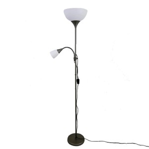 Dapo Deckenfluter Kora, titanfarbene Stehlampe mit Leseleuchte, 178cm hoch.