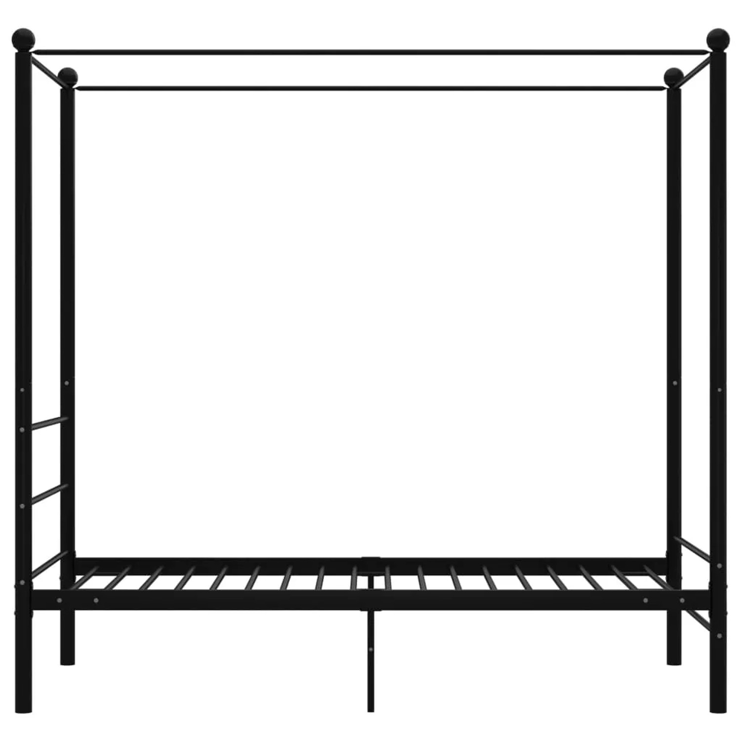 Schwarzes vidaXL Himmelbett aus Metall, 100x200 cm, ohne Matratze.