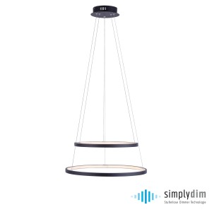 Moderne LED Pendelleuchte Circle in Anthrazit, Ø 50 cm. Design-Lampe mit warmweißem Licht für Wohnraum.