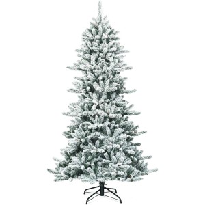 Schlanker, künstlicher Costway Weihnachtsbaum, 210cm, mit Schnee-Effekt und 1108 Spitzen.