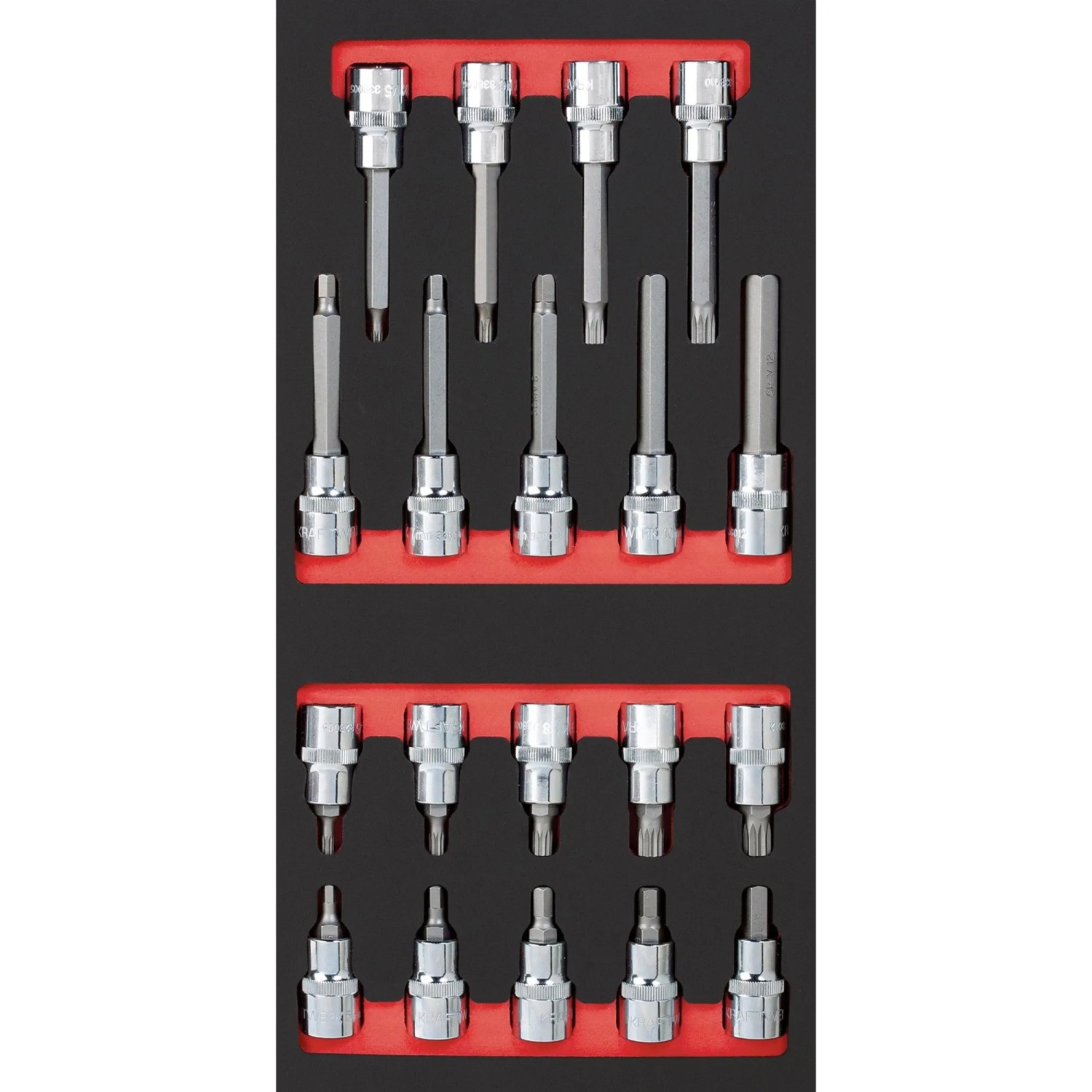 Kraftwerk Bit-Steckschlüssel-Satz 20 x 40 19-tlg. Silber