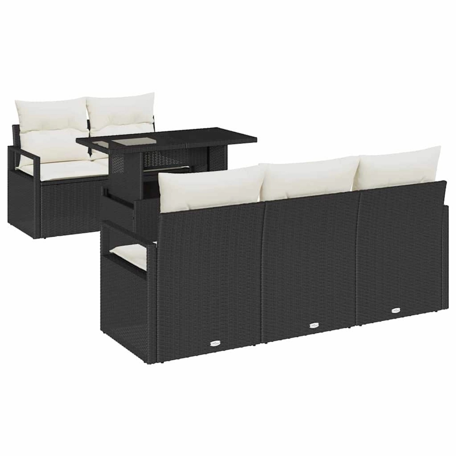vidaXL Garten-Sofa-Set mit Speicher 6-Tlg Schwarz Poly Rattan 3357470 günstig online kaufen