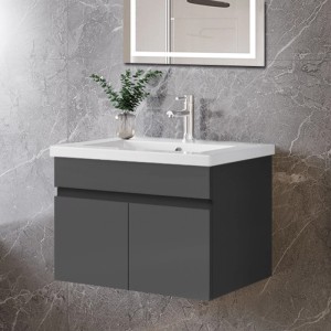 AICA Waschtisch mit Unterschrank, 60 cm, anthrazit matt, Teil des Badmöbel Sets.