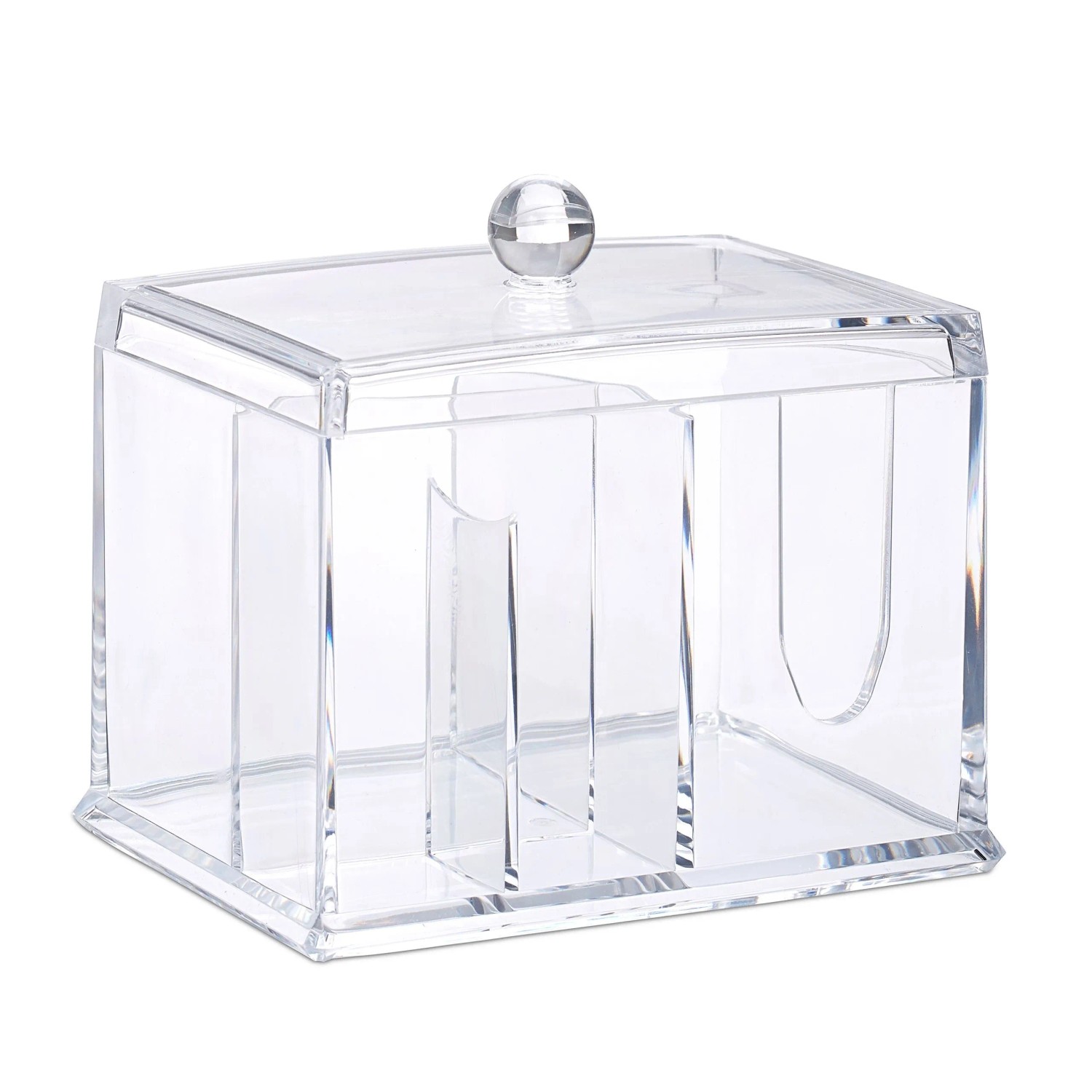 Relaxdays Wattestäbchen Aufbewahrung Acryl Transparent mit Deckel L 13 cm x 15 cm x 11 cm 340 g