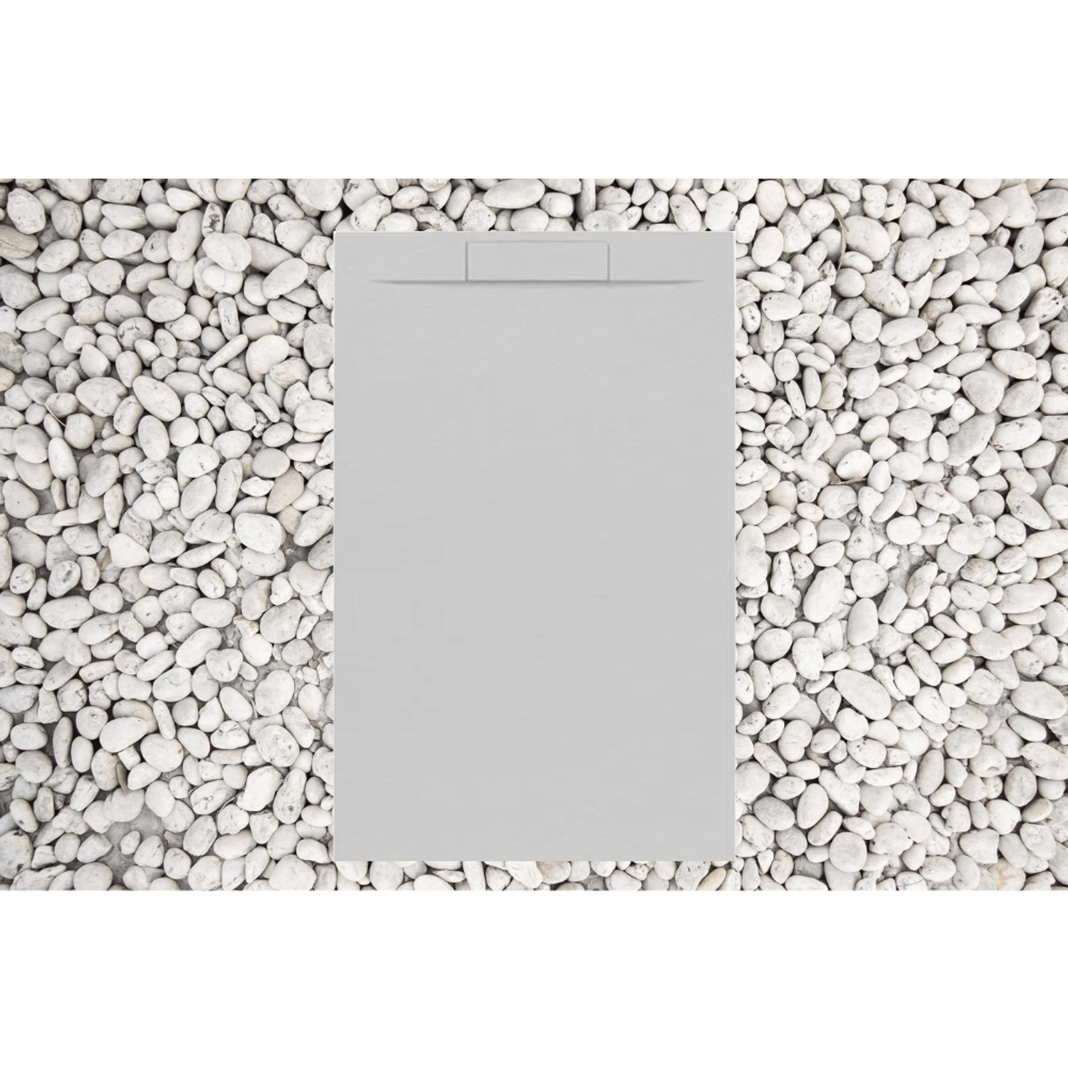 Frascio Duschwanne 80x145 cm, perlgrau, aus Harz/Marmor, mit Abdeckung.