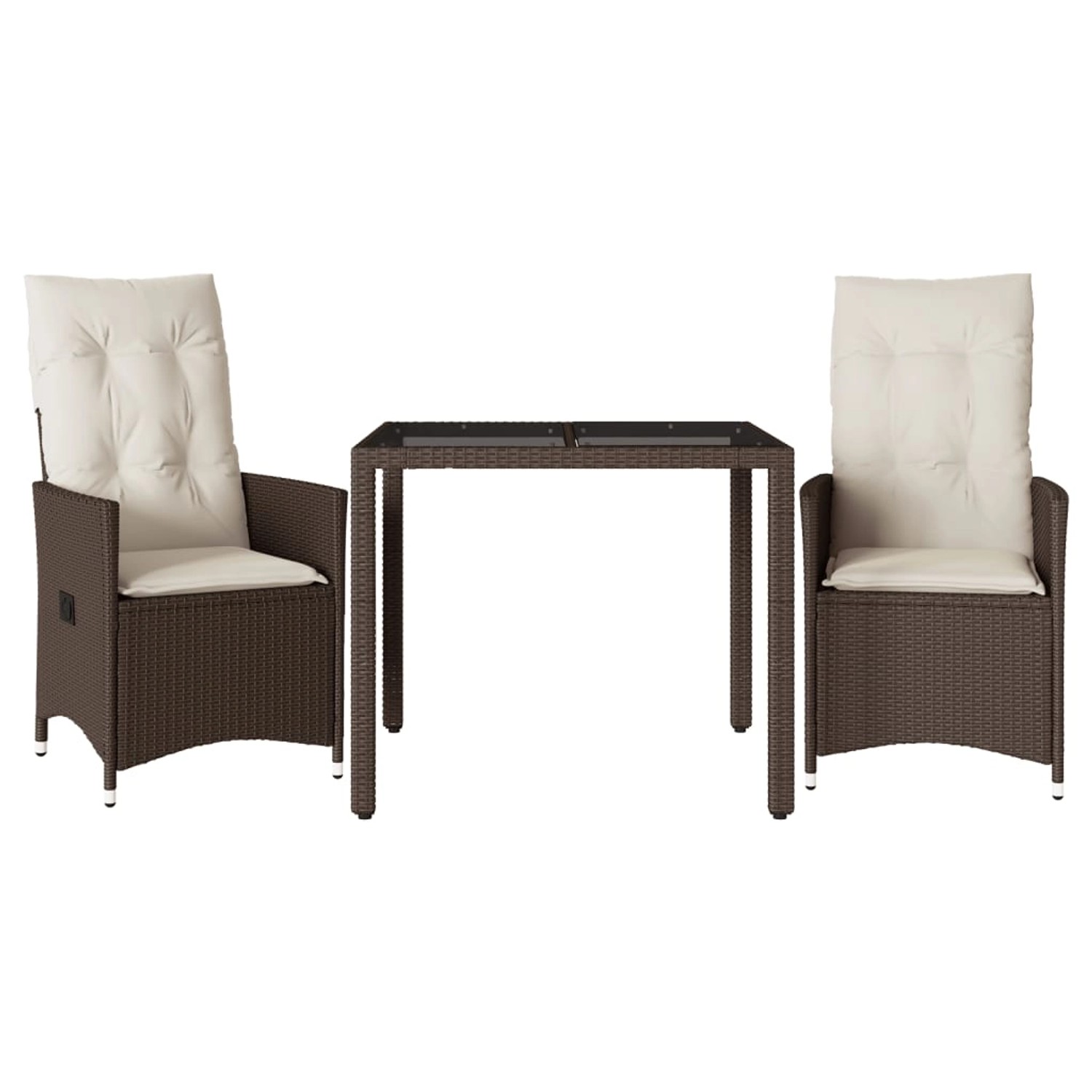 vidaXL 3-tlg Bistro-Set mit Kissen Braun Poly Rattan Modell 6