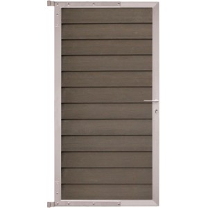 GartenLand Steckzauntor, Schwedenprofil, 90x175 cm, WPC Braun Holzstruktur, Aluminium Silber