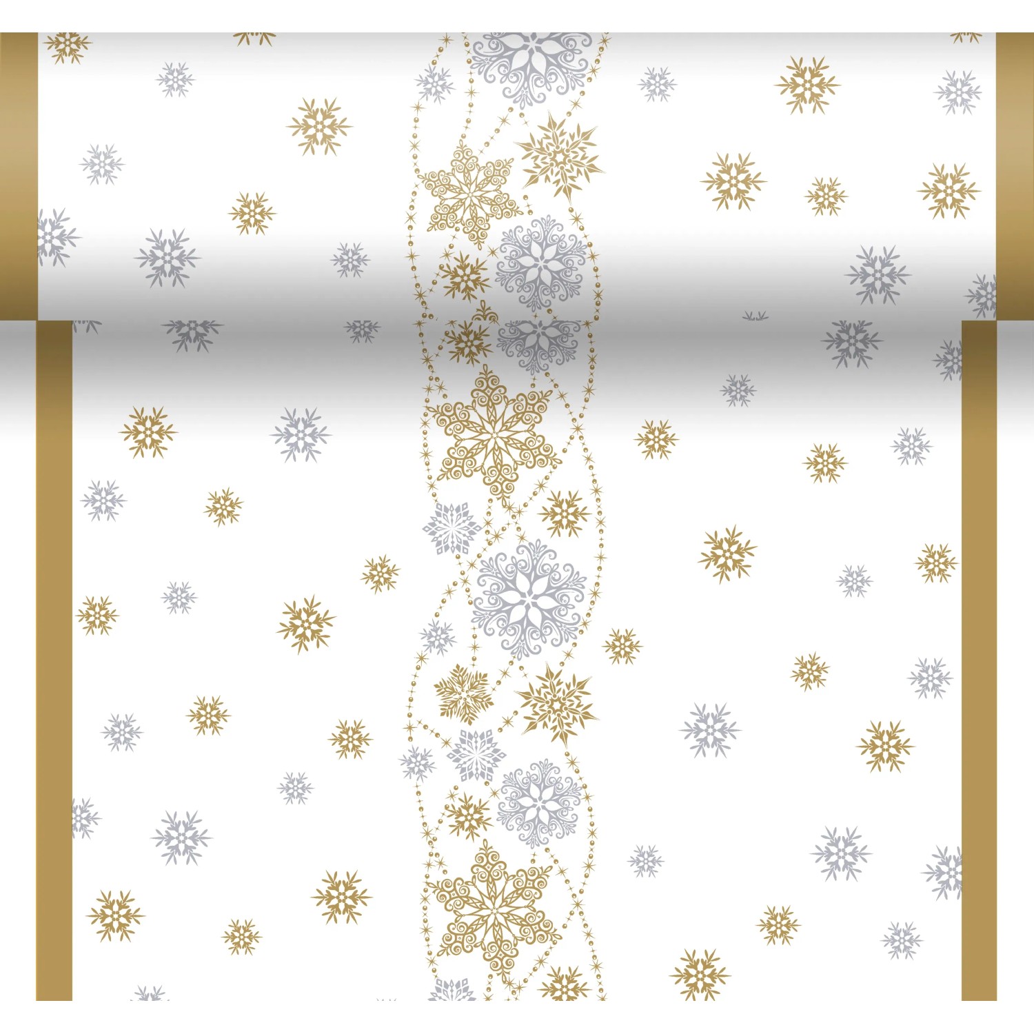Duni Tischläufer Dunicel 3in1 Snow Glitter 0,4 m x 4,8 m Weiß