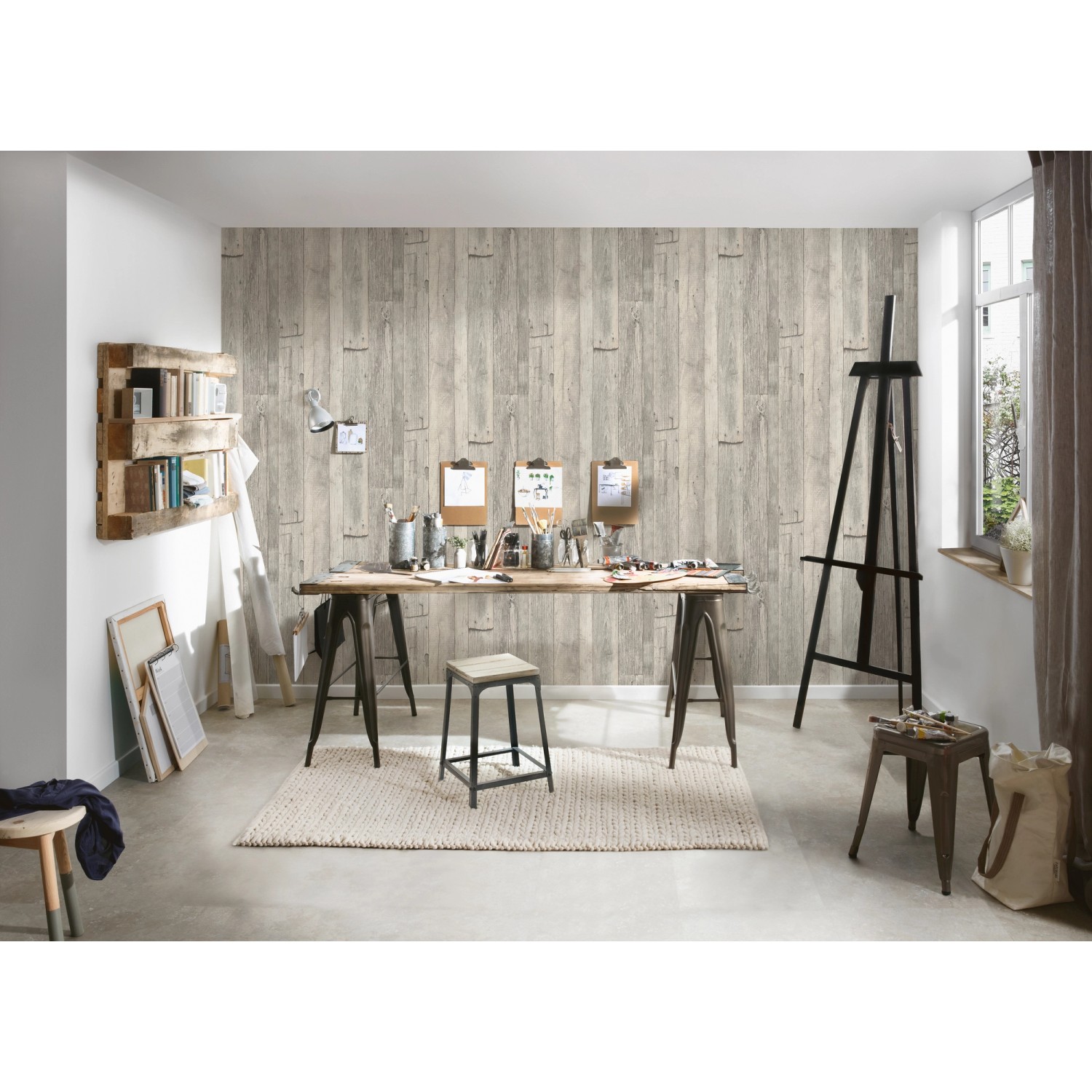 A.S. Création Tapete Holzoptik Grau Beige und Creme-Beige 53 cm x 10,05 m A günstig online kaufen