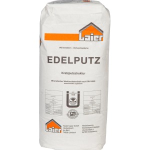 Sack Laier Strukturalputz L, 25 kg, weiße Kratzputzstruktur, Körnung 2 mm.