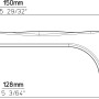 Technische Zeichnung: Siro Möbelgriff 2210, Metall Druckguss, Edelstahleffekt, Lochabstand 128 mm.