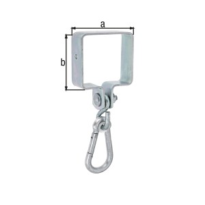 Verzinkte Alberts Schaukelschelle 90x90 mm mit Karabinerhaken für Schaukeln und Turnringe.