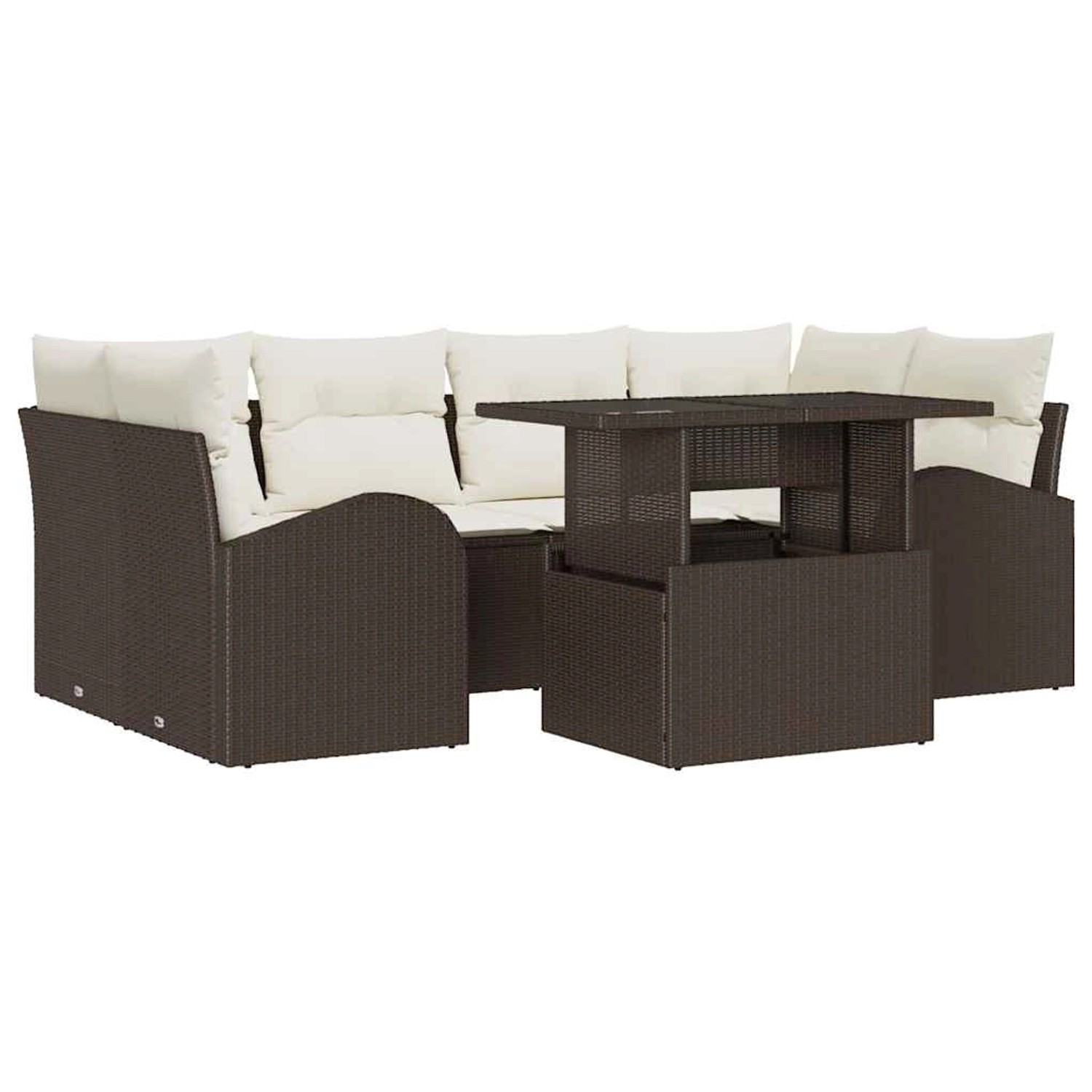 vidaXL Garten-Sofa-Set mit Kissen 7-Tlg Braun Poly Rattan 3348574 günstig online kaufen