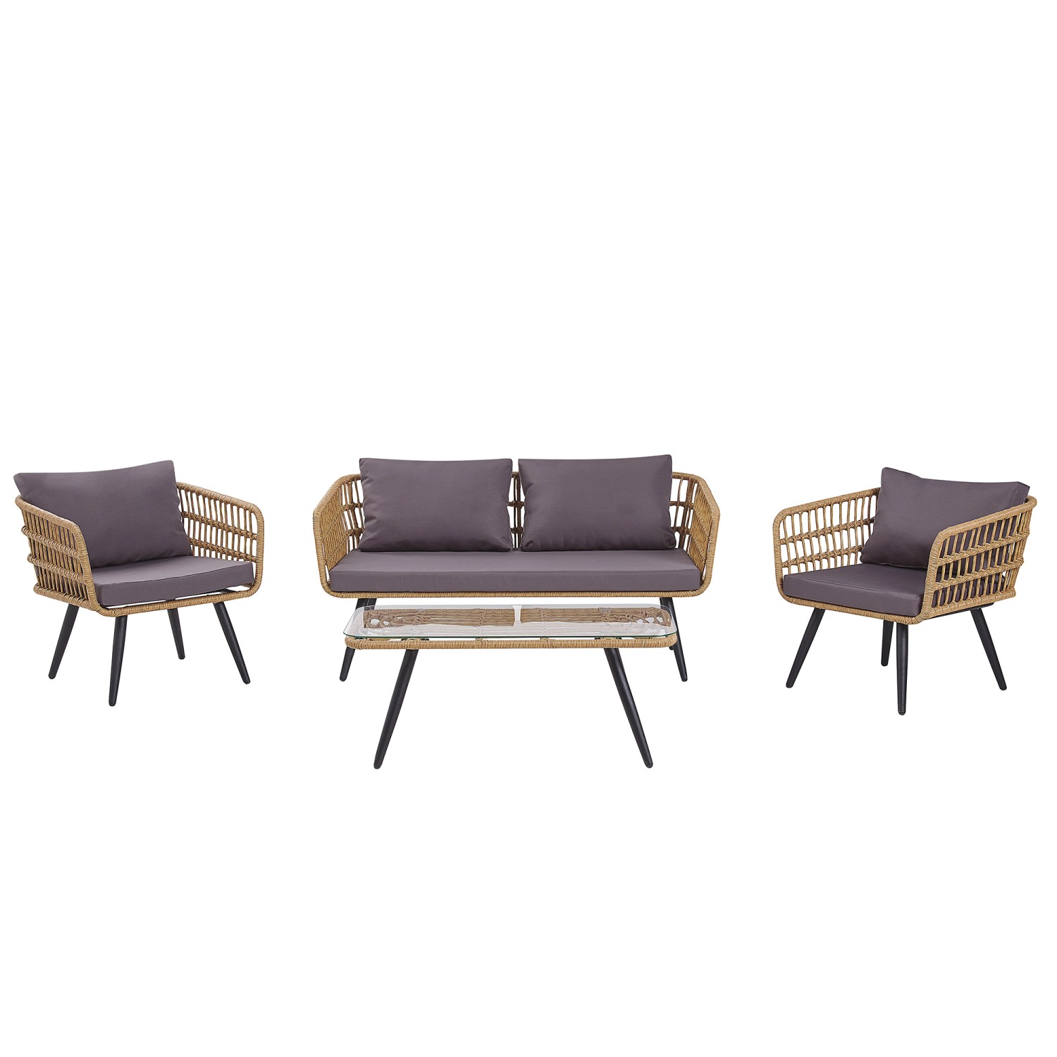 Beliani Sitzgruppe FOBELLO Taupe 70x142x66