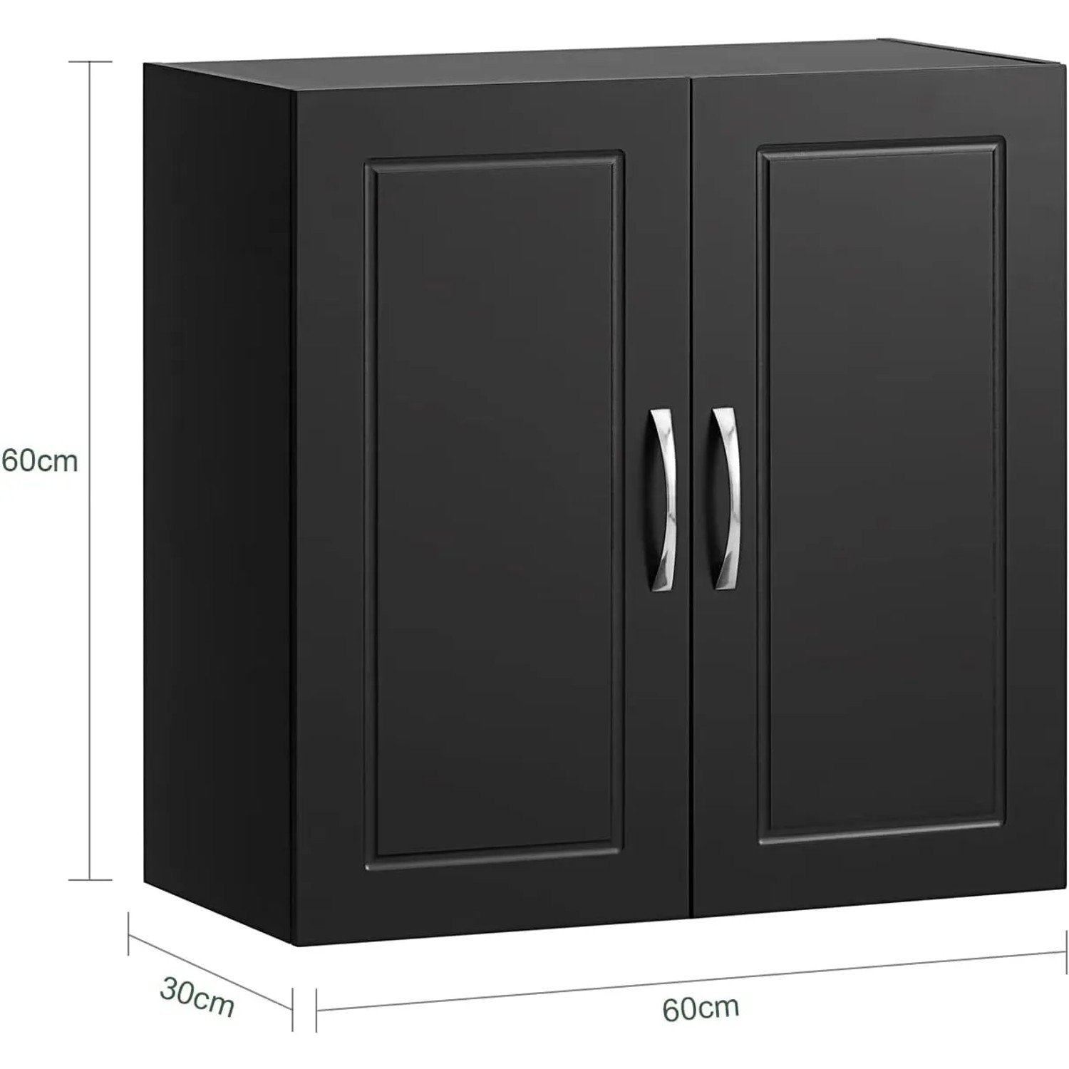Schwarzer SoBuy Hängeschrank (60x60x30cm) mit zwei Türen für Bad oder Küche.
