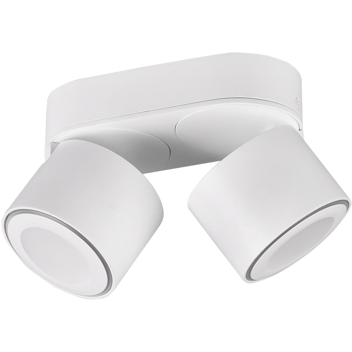 Weißer Trio LED Einbaustrahler/Aufbauspot Taurus mit zwei schwenkbaren Spots.