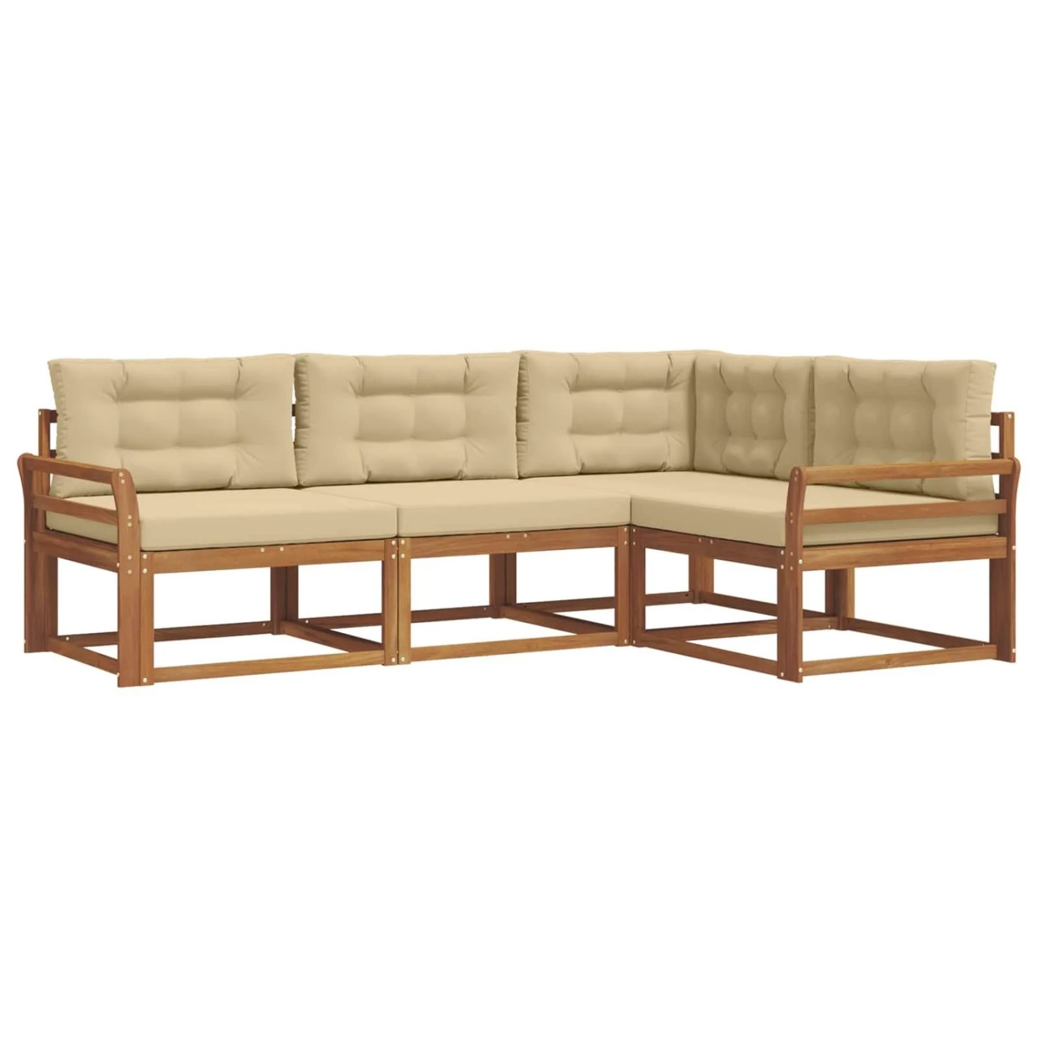 vidaXL Outdoor-Sofagarnitur mit Kissen 4-Tlg Natur und Beige 3367511