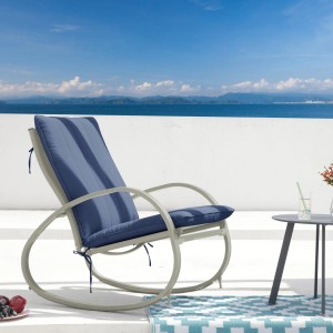 Blauer Svita Eiby Deluxe Schaukelstuhl mit Armlehne für Garten/Terrasse.