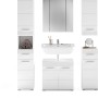 5-teiliges Badmöbel-Set Linus in Hochglanz Weiß mit Spiegelschrank, Waschbecken und Schränken.