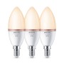 Philips WIZ E14 LED Kerzen 3er Set, smarte Leuchtmittel mit warmweißem Licht.