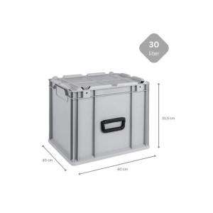 Graue Eurobox NextGen Portable, 30 Liter, mit Rasterschaumstoff und Einlage, 33,5x30x40 cm.