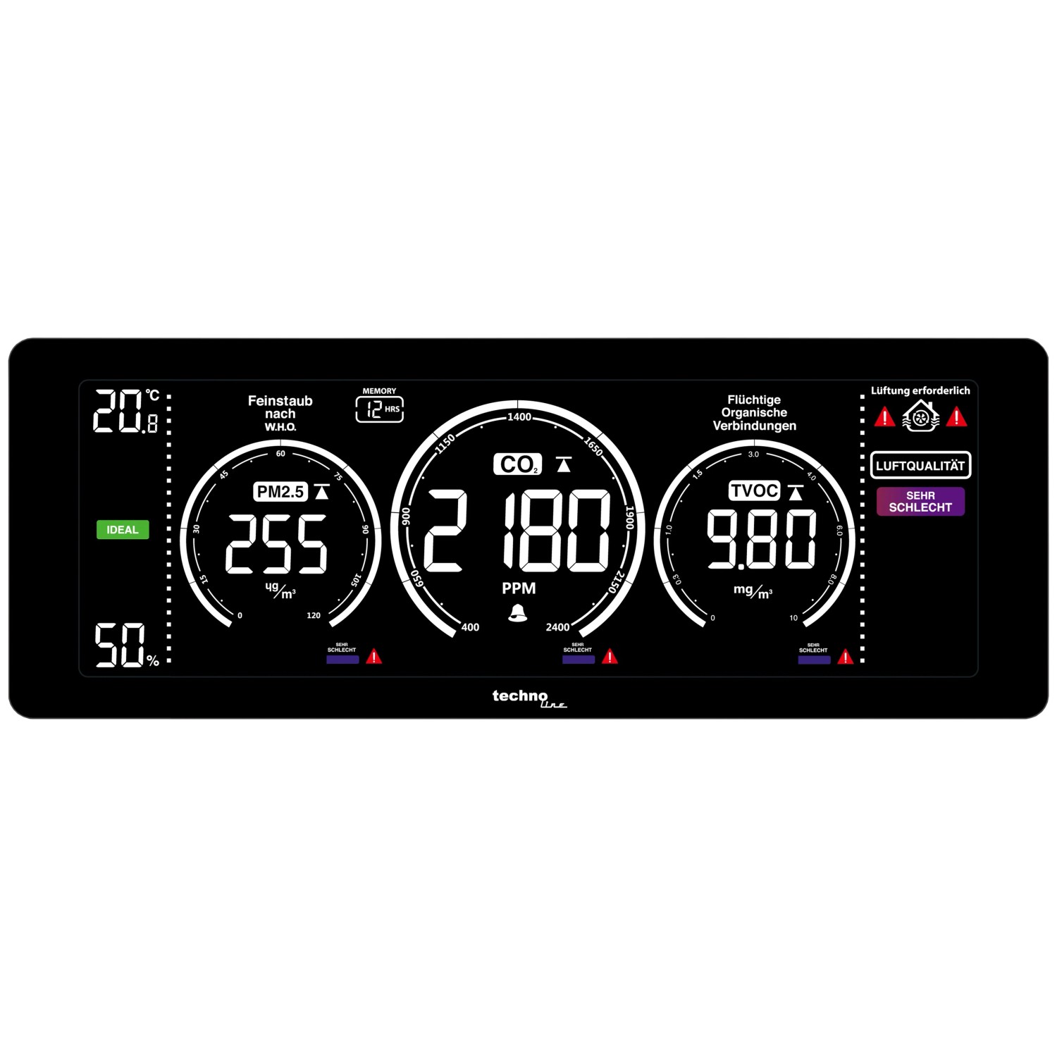technoline Luftgüte-Monitor WL 1035 Schwarz