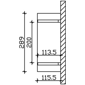 Technische Zeichnung: Skan Holz Vordach Stralsund 1, Maße 289x116 cm, weiße Lasur.