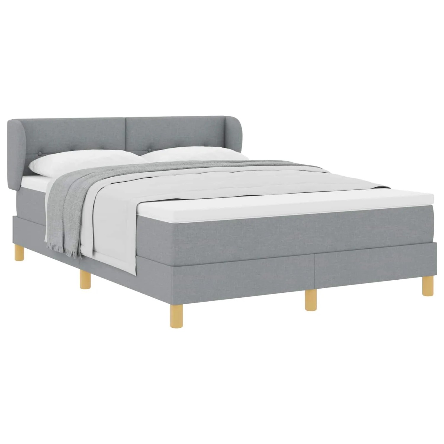 vidaXL Boxspringbett mit Matratze Hellgrau 140 x 200 cm Stoff 3340213 günstig online kaufen