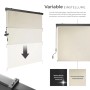 Beige Senkrechtmarkise Eloise 140x250cm mit Kurbelmechanismus, ausgefahren. Sonnenschutz aus Polyesterstoff, Aluminiumgehäuse.