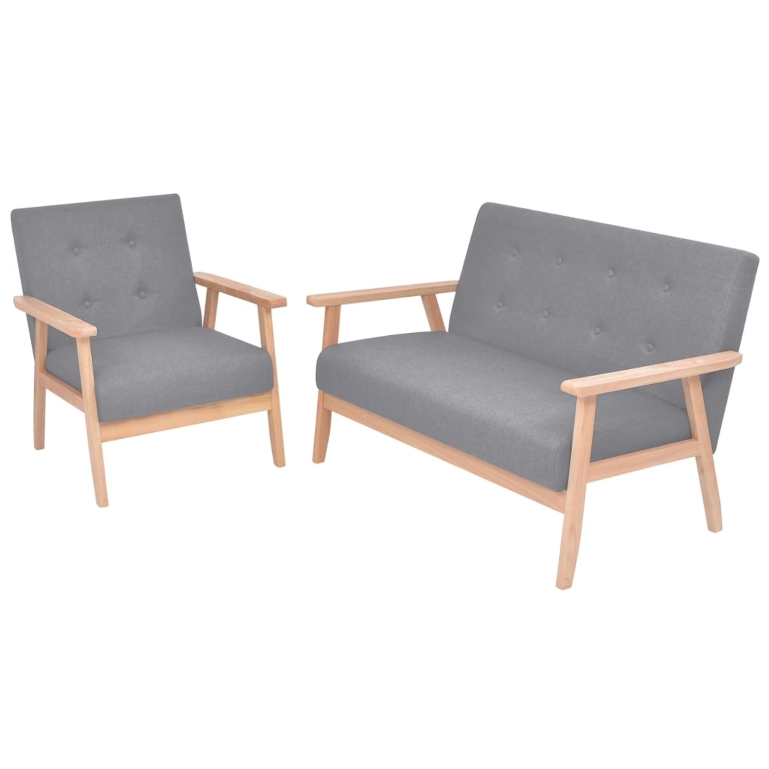 vidaXL Sofa-Set 2-Tlg Stoff Hellgrau 272220