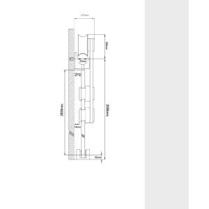 Technische Zeichnung der Glasschiebetür Hagen, Maße und Details zur Montage.