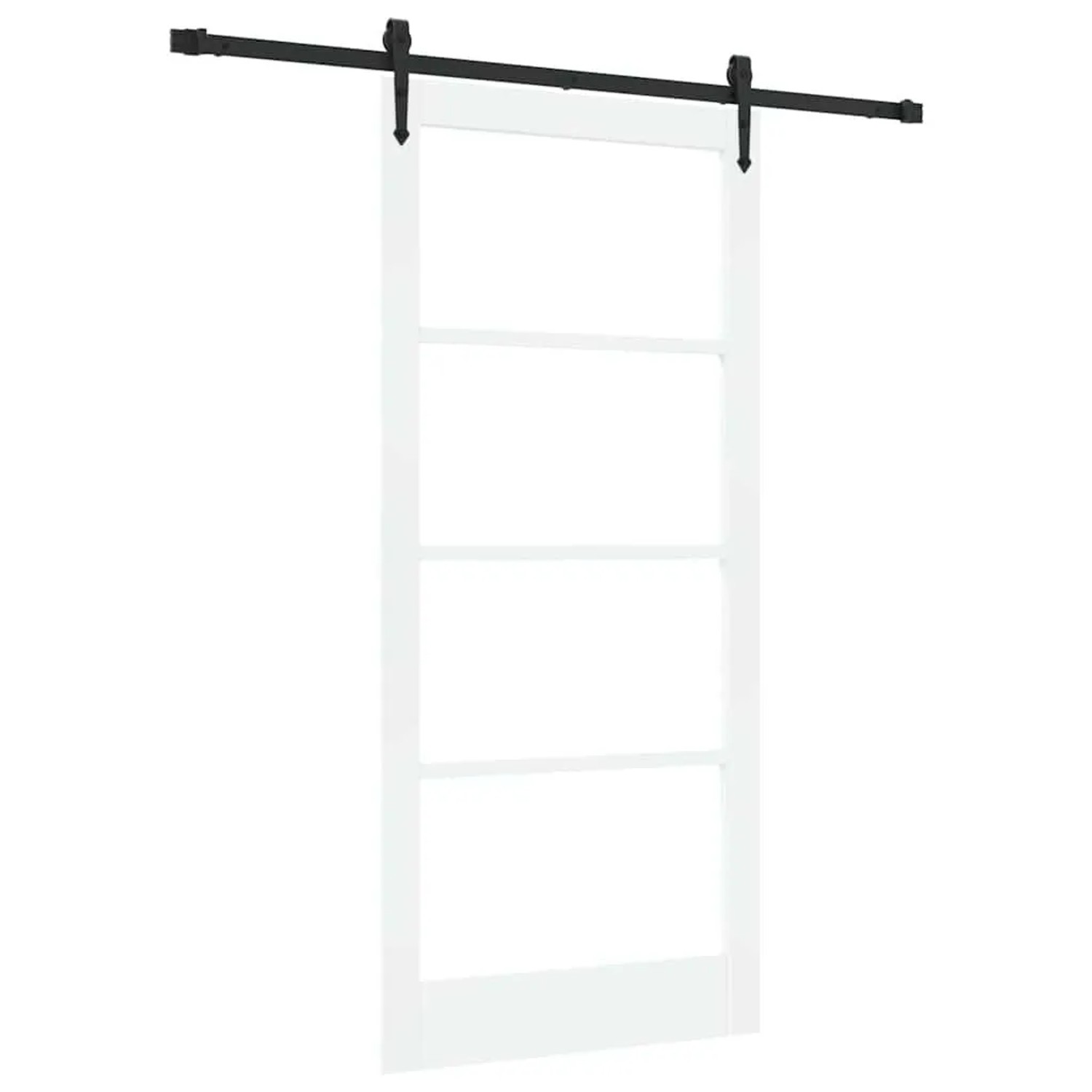 vidaXL Schiebetür Weiß 93 x 202 cm Massivholz Kiefer und Glas 3332344