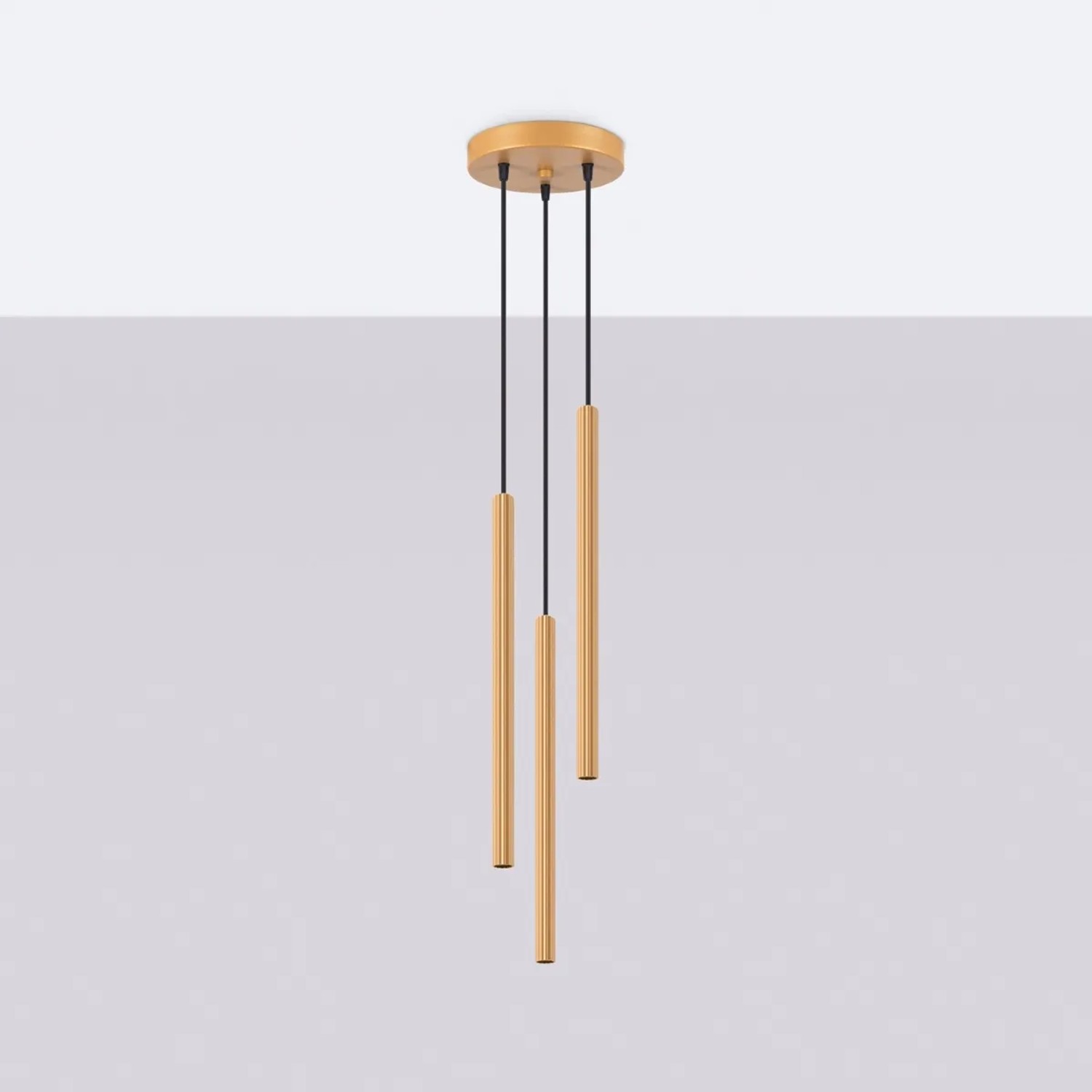 Moderne, goldene Pendelleuchte Arche 3P von Sollux Lighting für Wohnzimmer & Esszimmer.