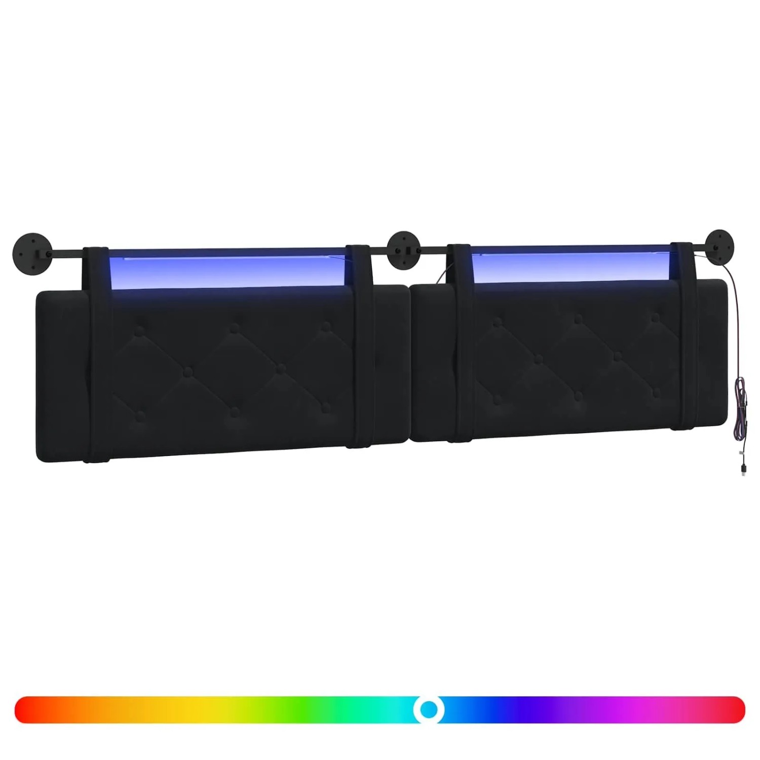 vidaXL Hängendes Kopfteil Mit LED Licht Schwarz Samt 3424251