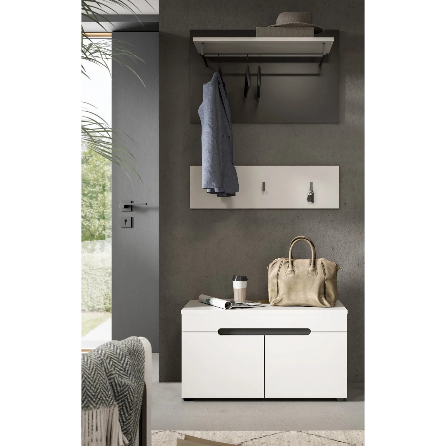 Inn.Furn Garderobenpaneel Set in Weiß und Grau 80 cm Cooper_6