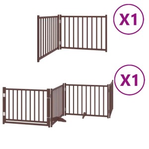 vidaXL 6 Tlg Hundetor mit Tür Faltbar Braun 480 cm Pappelholz 3155745