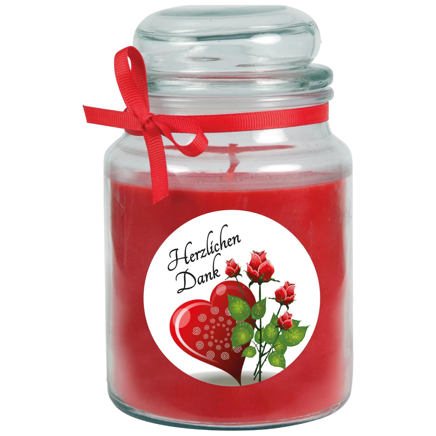 HS Candle Duftkerze & Glas Danke Rose Rot günstig online kaufen