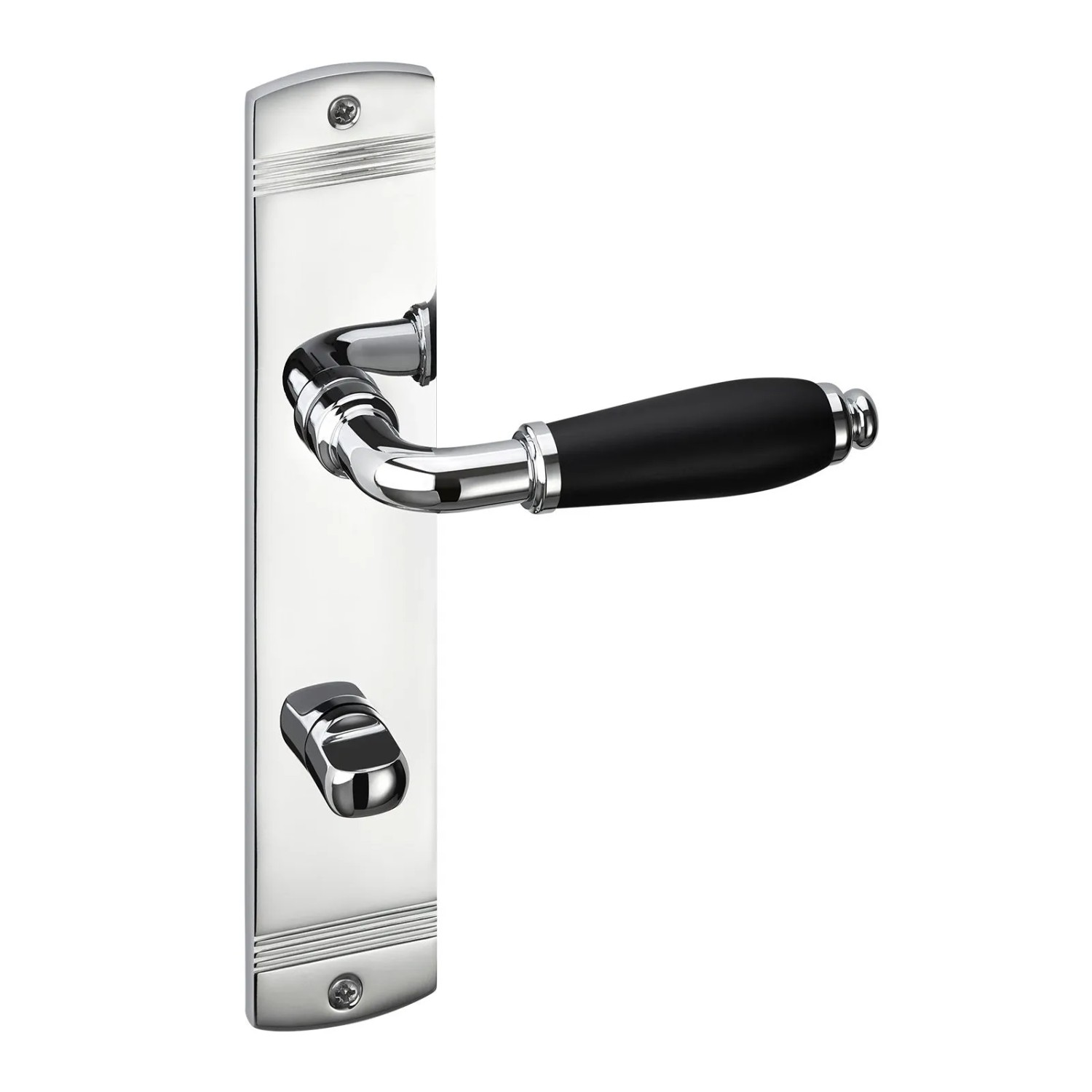 SOTECH Türdrücker MATTEO Chrom Poliert Griff Schwarz Matt Langschild Bad WC mit Befestigungsmaterial