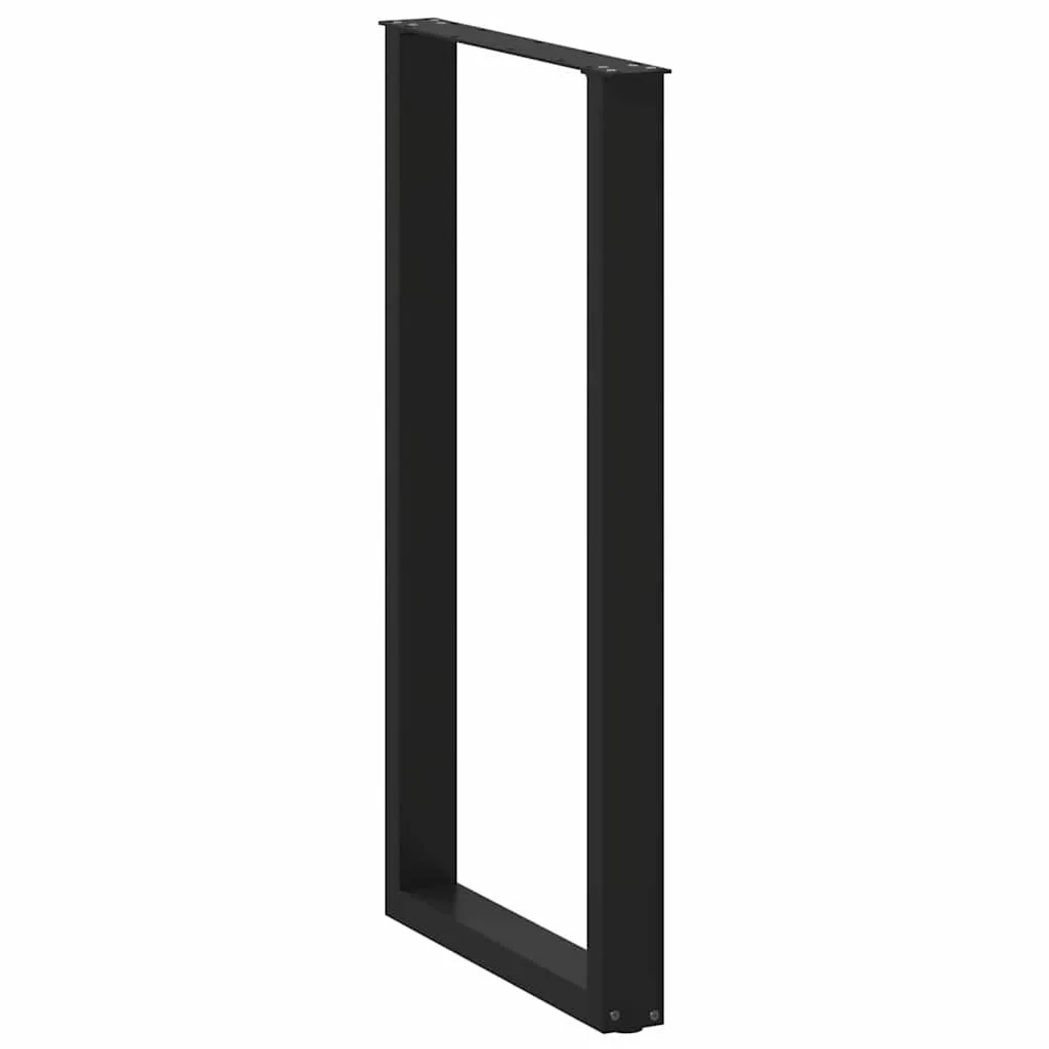 Zwei schwarze U-förmige vidaXL Bartischbeine aus Stahl, 60x110 cm, für DIY-Möbel.