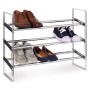 Verchromtes Domopak Living Schuhregal mit 3 Ebenen, ausziehbar für bis zu 15 Paar Schuhe.