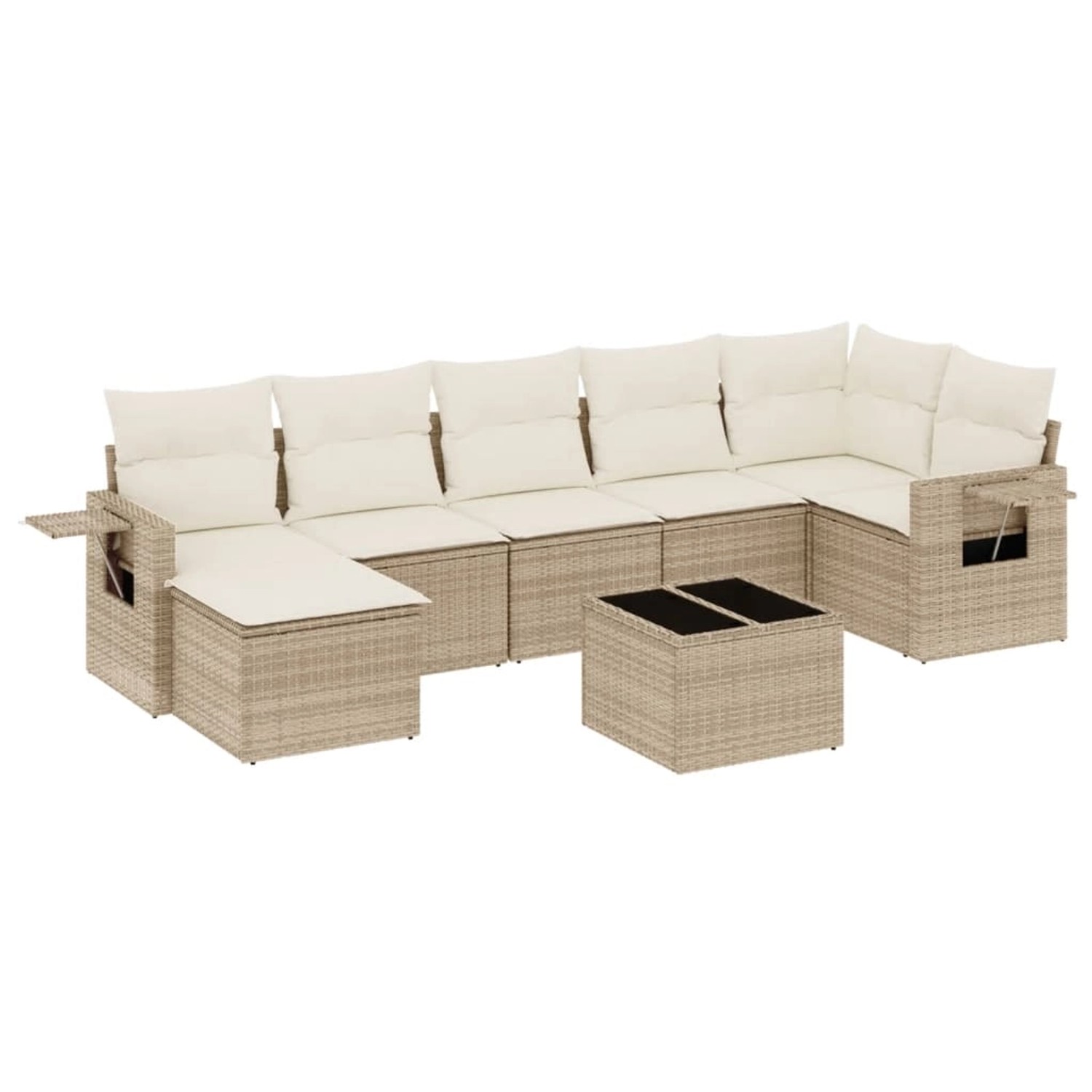 vidaXL 8-Tlg Garten-Sofagarnitur mit Kissen Beige Poly Rattan 3220487 günstig online kaufen