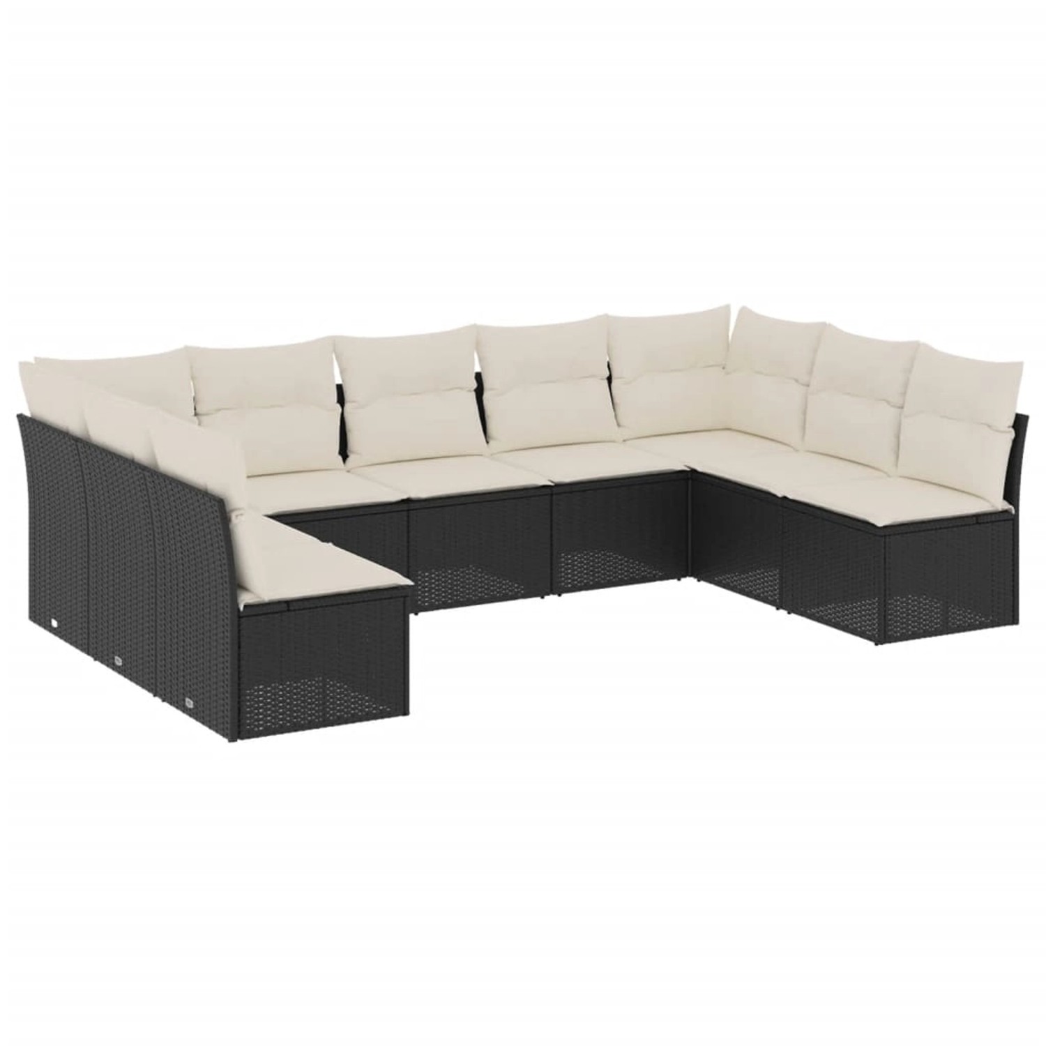 vidaXL 9-Tlg Garten-Sofagarnitur mit Kissen Schwarz Poly Rattan 3218066 günstig online kaufen