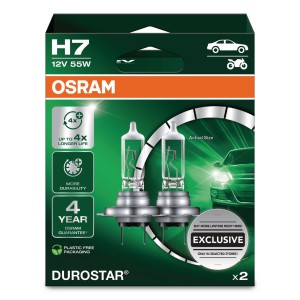 Osram Durostar H7 Halogen Scheinwerferlampe, 2er-Pack für Autoelektrik.