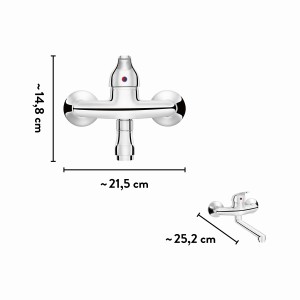 baliv Küchenarmatur KI-1220 Chrom, Wandarmatur mit Maßen für die Montage.